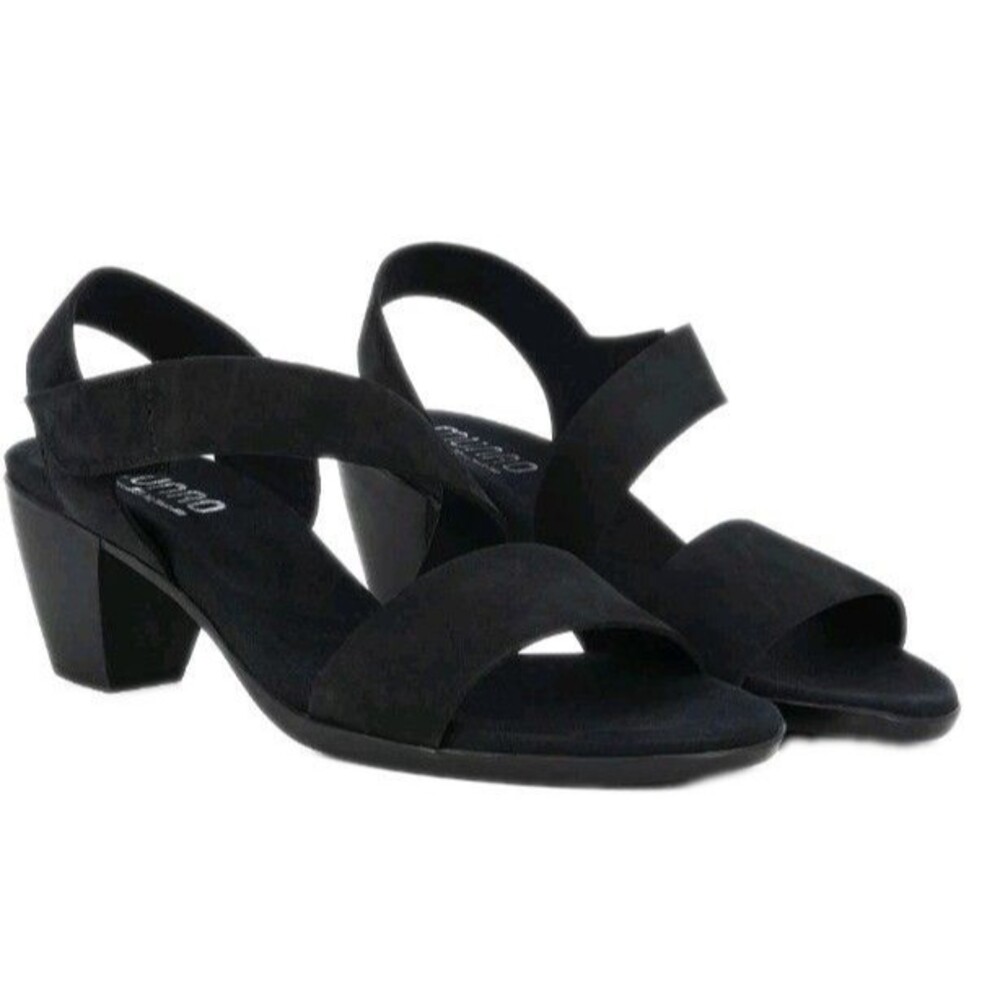 Sz 10.5M - Munro Womens Lucia Sandals Strappy Slingback Heeled Black Suede